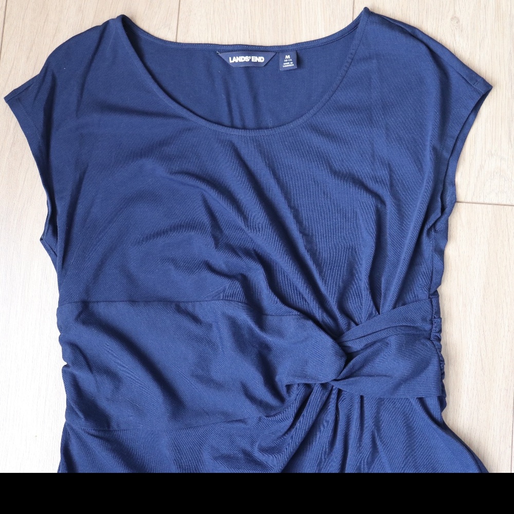 Womens Lands End Size 10-12 Navy Blue  Dress